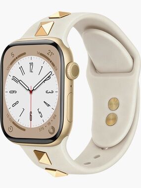Apple Watch®Bracelet by BCBG Gold Tone Studded Silicone (Watch not Included)